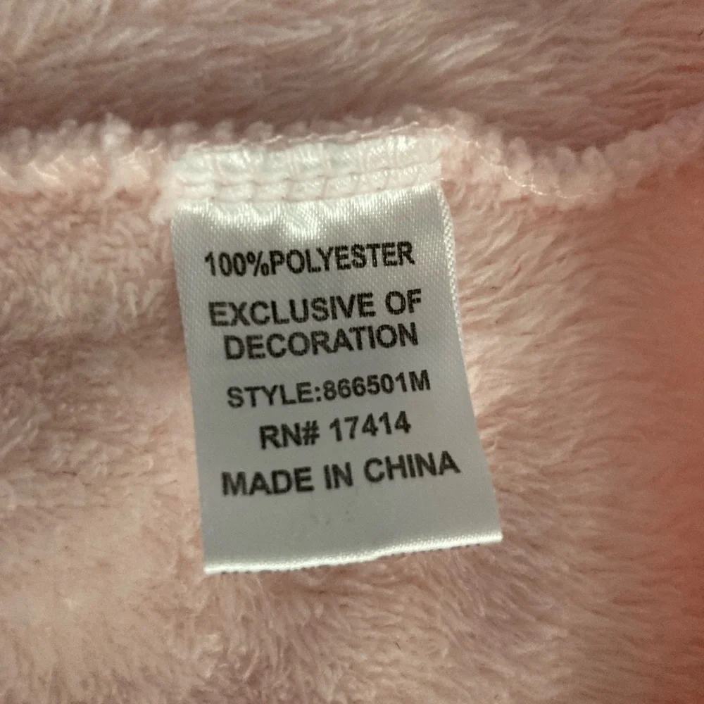 Miss Elaine Embossed Fleece Long Zip Robe Medium Pink Front Pockets